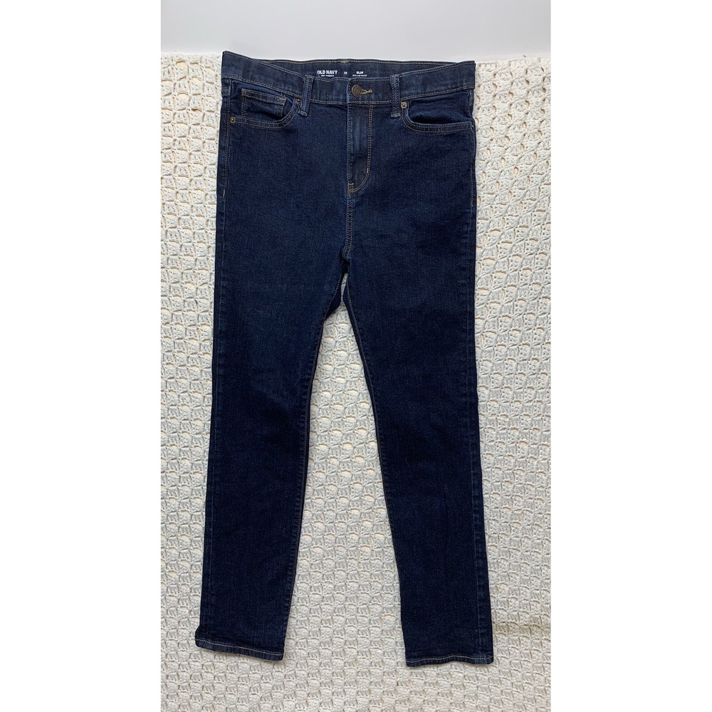 Old Navy‎ Jeans Boys Sz 18 Blue Denim Slim Built-in Straight Adjustable W30 L30